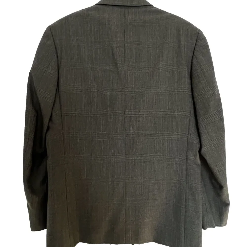 Balmain mens sport coat 38R blazer glen plaid brown wool 2 button
